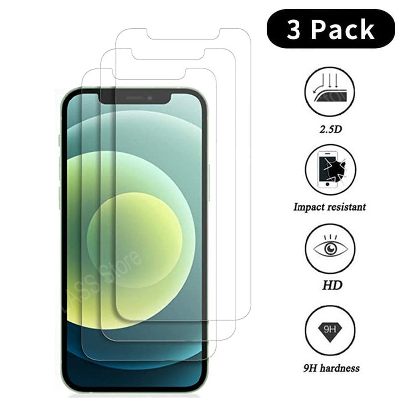 3PCS Protective Glass on For iPhone