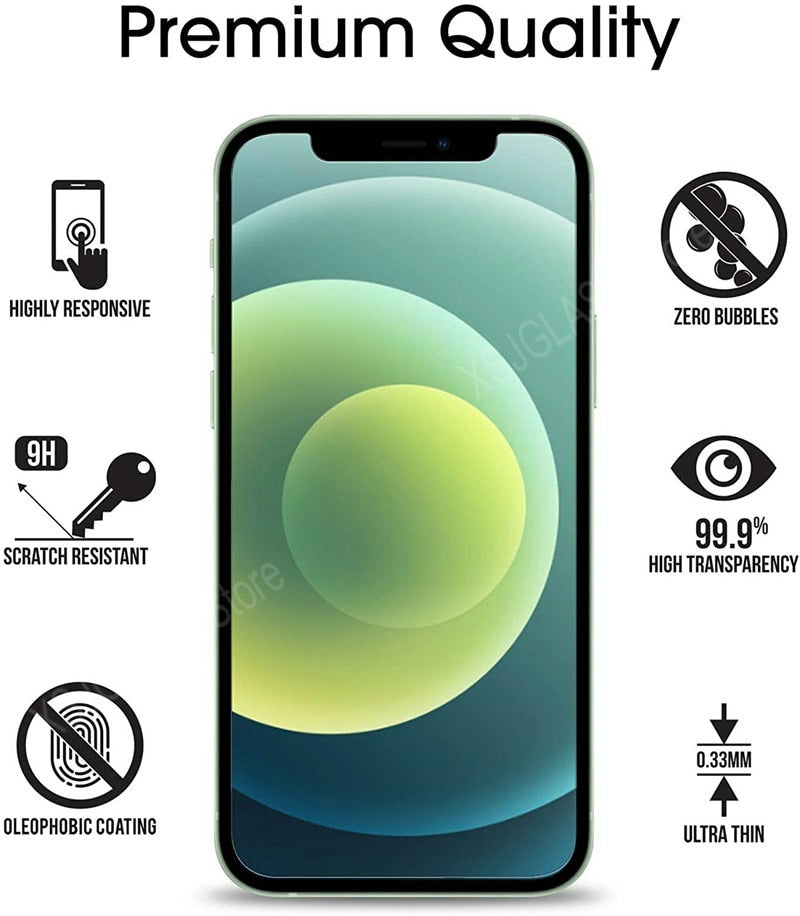 3PCS Protective Glass on For iPhone
