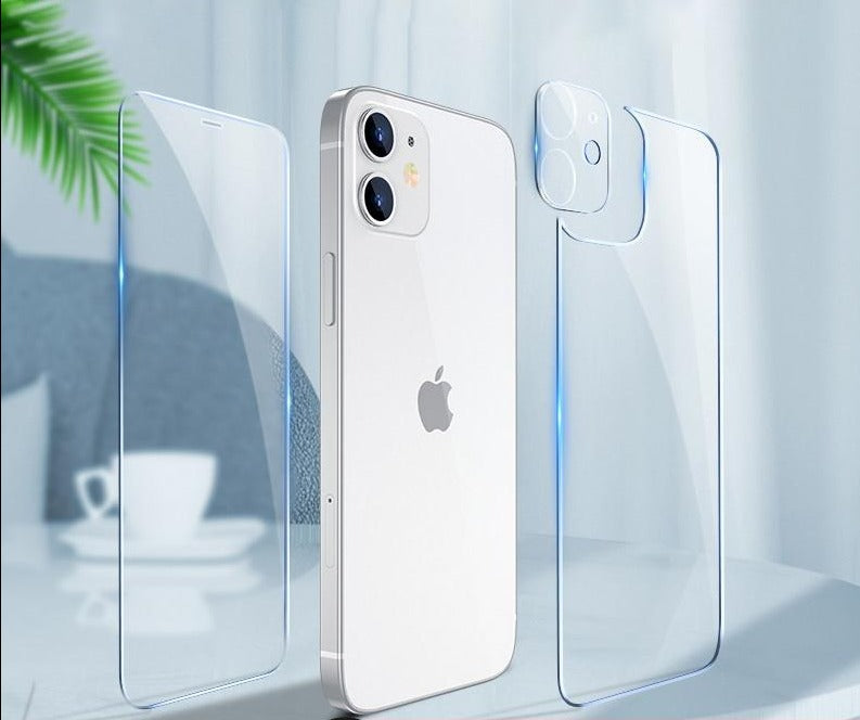3in1 Front+Back+Lens Full Cover Protective Tempered Glass